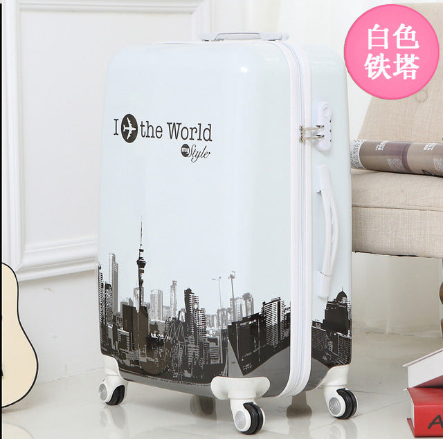 Letrend Tower style Student Rolling Luggage Spinner Women Trolley Suitcase Wheels 20 inch Carry On Travel Bag Hardside Trunk