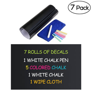 NUOLUX 7pcs Chalkboard Wall Sticker 30*45cm Blackboard Decal Chalk Board Contact Paper Set with 2pcs Duster & 6pcs Chalks & 1pcs White Marker Pen